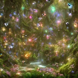 magical forest with sparkle and jewel butterflies