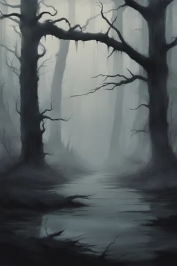 Darkness fell as they entered the looming marshes. Mist curled around twisted trees like spectral fingers. Alex shivered, every cracked branch an impending threat. A piercing cry shattered the eerie quiet. They raced toward the sound, emerging in a small clearing. There, suspended above a foggy pool, hung Mikołaj - tiny fists beating futilely against thin air. Below, hulking Spas clawed his way from the water, face twisted in hunger. But Alex saw only her prey: the demon who tormented her mother