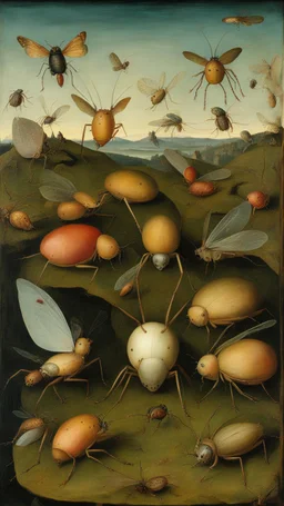 Hieronymus Bosch style , nightmares a lot of insects from all kind