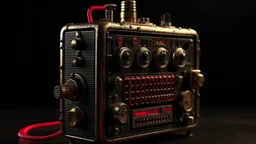 4K. REALISTIC FULL DETAILS. EMISSION DE RADIO HARDROCK FIRESTARTER ANIMEE PAR UN TERMINATOR STEAM PUNK