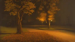 fall tree under Streetlight by Andrea del sarto