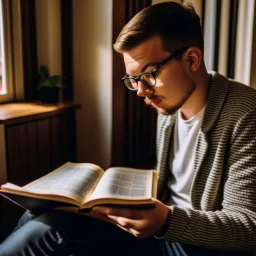 A person reading a remarkable book on self-development