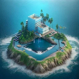 The Isometric Glass Tall Box Mini Model Little Real Island shape smooth Mixed Water Fall Under Ocean Sunshine Summer Background Blue Sea, The Last Of Us / Avatar, Octane Render / ZBrush, Cinematic, IMAX Film, Nikon D750, 16K, Autostereoscopy, Anthropomorphic, Golden Ratio, Geometry, Symmetric, Depth Of Field, Highly Detailed, Ultra Realistic, Beautiful Lighting, Halfrear Lighting, Soft Light, Candoluminescence, Cast Shadow, Reflective, Glow, Translucent, Normal Map, Carbonated --testp