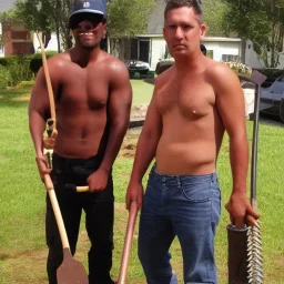 2 guys with a hoe