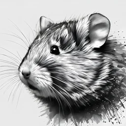 mixpnk style, scribbly scribbles pen and ink small line pencil sketch of head of a hamster, intricate details and precisely drawn in style of jeremy mann