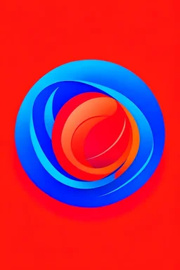 logo for a telecom company , gradient red and orange logo, blue backround