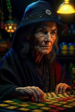 portrait witchcraft wins in bingo, photo-realistic, shot on Hasselblad h6d-400c, zeiss prime lens, bokeh like f/0.8, tilt-shift lens 8k, high detail, smooth render, down-light, unreal engine 5, cinema 4d, HDR