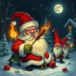 there is no kebabs at christmas, evil Santa, evil gnomes running around, king diamond, flaming eyes