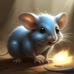 A grey shrew with giant ears producing a sonic blast from its mouth, digital art, fantasy