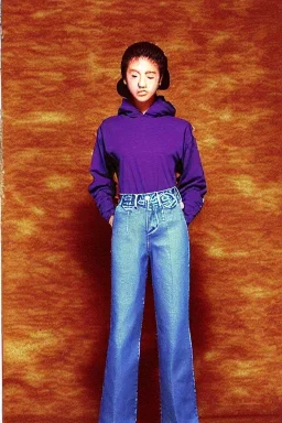 year 1998 women fashion. Straight suit low waist straight suit Combat pants, t-shirt, new kind of hoodie with tippet! recycled denim straight trousers. Colors: denim blue, blue, purple, cream, khaki, "bastel green", lilac, plum, orange, terracotta, red, light yellow, lion yellow, pink, dark blue, beige. Sturnus vulgaris-print. wide belt. Partly latex or leather. Kylie Minogue, Tyra Banks. leg warmer. Cargo pants and hoodie!