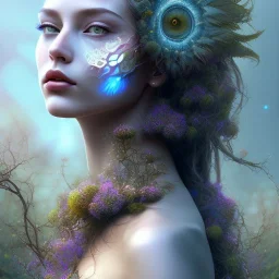 Portrait of beautiful girl, face dept of field,face shining, plant, metal, feathers,central weight average,Laplacian filt CWA Dryad,Median filter fae, sidhe, ominous, nature, plants, wildflower sparkle,wildflower 3d view, facepaint, dnd character portrait, intricate, oil on canvas, masterpiece, expert, insanely detailed, 4k resolution, retroanime style, cute big circular reflective eyes, cinematic smooth, intricate detail , soft smooth lighting, soft pastel colors