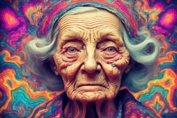 very old woman psychedelic image