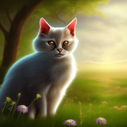 Elegant cat in meadow