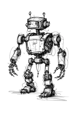 Robot sketch on a white background