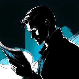 I need a profile picture for a male ASMR YouTube channel focused around reading comic books. I want the comic book to be the focus of the image. The male can be a silhouette.