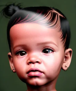 Rihanna toddler, full body, soft skin, dramatic lighting, hyper realistic