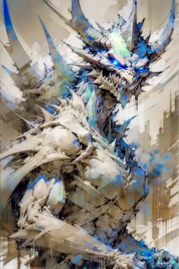 sketch-style painting of a dragon art by Yoji Shinkawa and Valeria Burzo large bats in the background