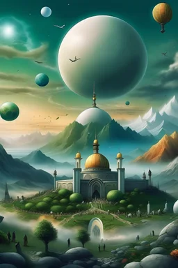 The banner of the Muslims is raised, and the entire world is with it and supporting it, and the mountains, the planets, the sky, the rivers, the earth, and everything look imaginatively realistic from afar.