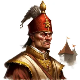 fantasy, portrait, face, town guardsman, medieval, white background