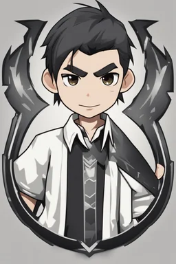 Design gaming yuong man with silver dark hair and bright white eyes avatar logo