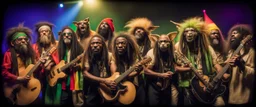 classy fluffy goblin gremlin reggae rasta orchestra holding concert in spectrum