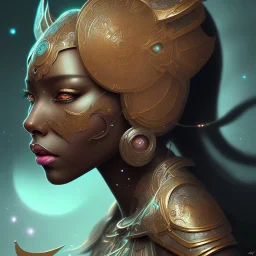 sango fantasy, fantasy magic, intricate, sharp focus, illustration, highly detailed, digital painting, concept art, matte, masterpiece head sexy lady body black African beauty space lady one tiger skin one head African hair snow background