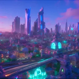 Futurist and holographic city, 8k,Unreal Engine, very detailed, sharp focus, cinema 4D, perfect angle