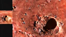 A Tesla's 'Model S Plaid' is parked, in the 'Cydonia' region, on planet Mars. CINEMATIC. WIDE ANGLE LENS.