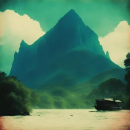 The Dark Lord's Granddaughter: Carefree Vacation [vintage style noisy scratches glitches, Shot the texture and then rewound the film and double exposed from a 1970 B series movie]