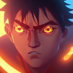 portrait of naruto, fire eyes, ultimate power, beast mode,cyberpunk effect,