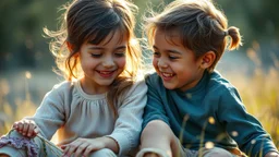 Beautiful happy telepathic young boys and girls playing together, finesse, devotion, serendipity, best friends, exquisite composition, beauty, magic, fantasy, close foreground detail, beautiful intricate insanely detailed octane render, 16k artistic photography, photorealistic concept art, soft natural volumetric cinematic perfect light, chiaroscuro, award-winning photograph, masterpiece