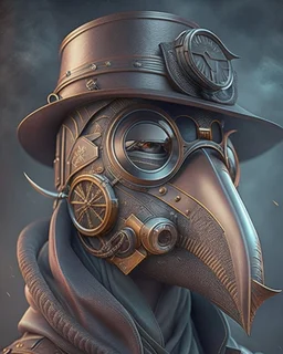 Best quality, masterpiece, ultra high definition,Futuristic, cyberpunk, Plague doctor mask, Comic style