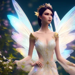 beautiful fairy in a galactic ambiance, transparent wings, delicate colors, finely tuned detail, ultra high definition, 8 k, unreal engine 5, ultra sharp focus