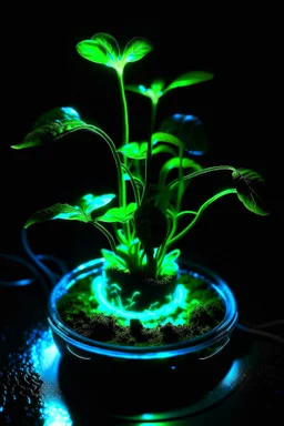 Generate one bioluminescent plant in soil