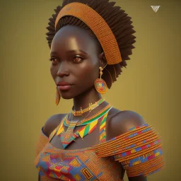 kente african bride model, full body, cinema 4d, octane render, high detail