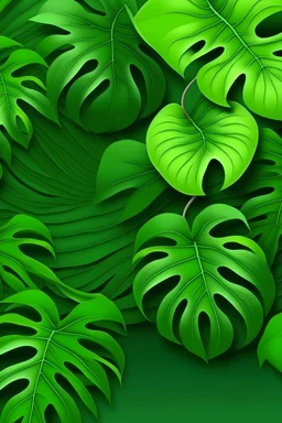 realistic Abstract green Tropical Monstera Leaves background