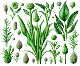 vector plants set illustration. watercolor white backdrop