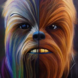 photorealistic and intricate portrait of chewbacca in star wars by Agnes Cecile, vivid colors, hyperdetailed, 32K, oil on canvas,