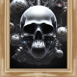 cyberpunk style ink ball skull picture in detailed frame, big black eyes, unreal engine 5, 8k resolution, photorealistic, ultra detailed, frame extreme accurate