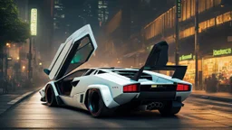 lamborghini Countach LPI 800-4 Cyberpunk, Super Detailed, desktop wallpaper, 4K rear view, center