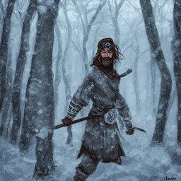 A Norse Shinobi in a snowy forest by Jake Bartok