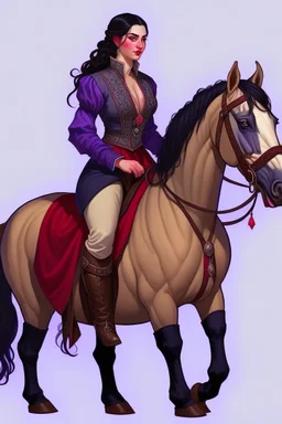 Ezmeralda from Curse of Strahd sitting side saddle on a horse