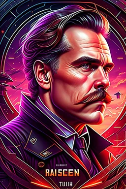 Best quality, masterpiece, ultra high definition,Futuristic, cyberpunk, Friedrich Nietzsche,Comic style