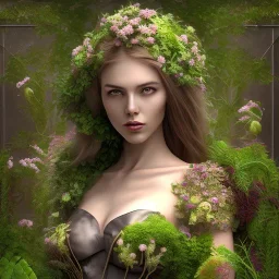 A lady made of plants, realistic, HD