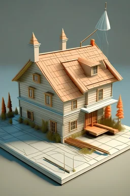 idea for a house of a painter 3d