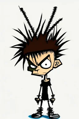 2d drawing of a stickman, cool with punk hair, x eyes like in hangman, gangsta stand,3d realistic in colour