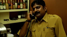 indian hotel keeper drools while drunk on the phone