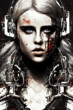 Danish singer MØ face,Abstract Yoji Shinkawa,cyberpunk,