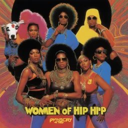 women of hip hop [physchedelic album cover The Low End Theory (1991)] Salt and pepper, Shay, Queen Latifah, Roxanna chanté