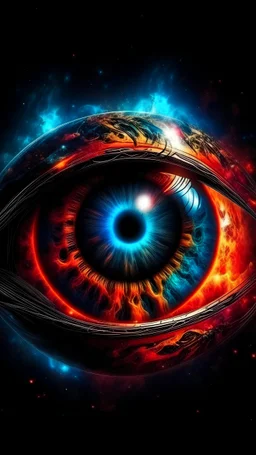 cosmic eyeball is ablaze and floating in space